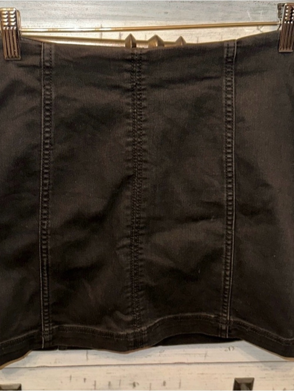 Free People NWT Black Denim Seam-Panel Mini Skirt - size 6